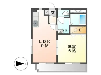 GRAND TIER(1LDK/3階)の間取り写真