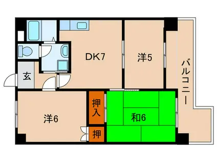 ロイヤルコーポ西明石(3DK/1階)の間取り写真