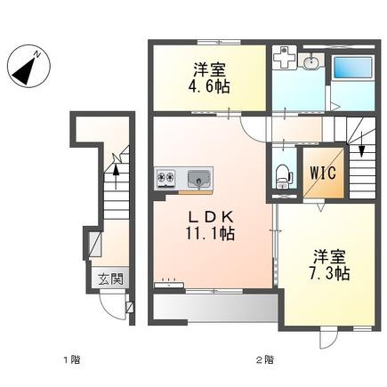 仮西宮市甲子園町アパート工事(2LDK/2階)の間取り写真