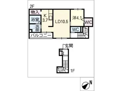 シャルム(1LDK/2階)の間取り写真