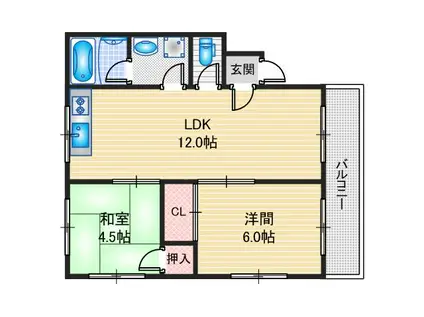 AIRハイツ(2LDK/2階)の間取り写真
