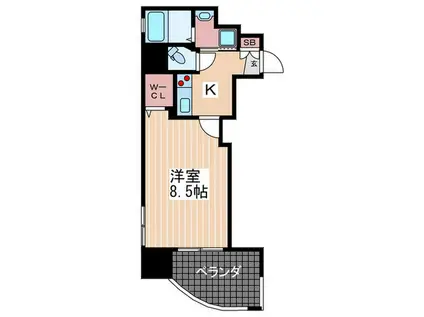 ルービンス宇品神田(1K/7階)の間取り写真