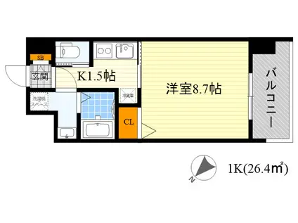 FOREST GRACE 城東京橋Ⅰ(1K/8階)の間取り写真