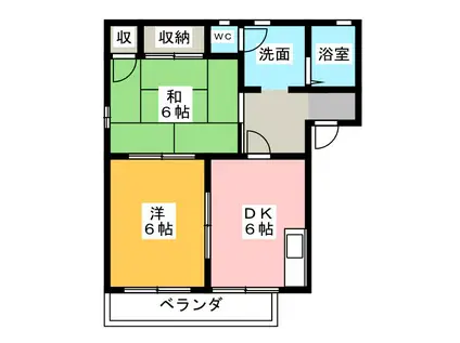 シャルマン(2DK/2階)の間取り写真