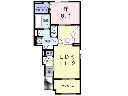 ペリドットE(1LDK/1階)の間取り写真