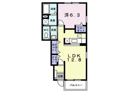 カンフォートG・III(1LDK/1階)の間取り写真