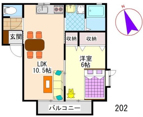 バラティエ(1LDK/2階)の間取り写真