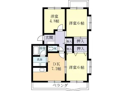 パティエール(3DK/4階)の間取り写真