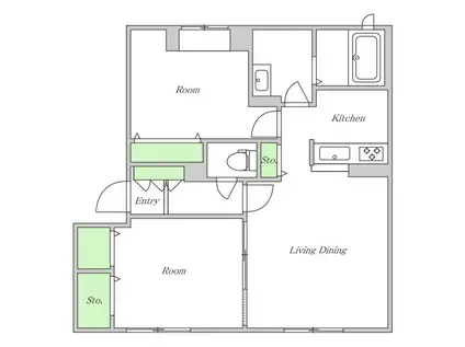 MS SHAMAISON(2LDK/1階)の間取り写真