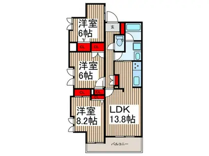 UURコート志木(3LDK/6階)の間取り写真