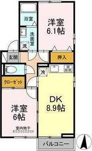 リヴェール(2DK/2階)の間取り写真