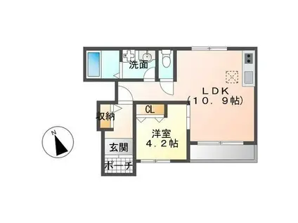 グラスイズ(1LDK/1階)の間取り写真