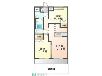 プロニティアン(2LDK/1階)の間取り写真