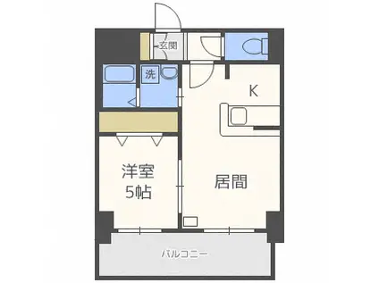 サンコート本通ガーデンヒルズ(1LDK/11階)の間取り写真
