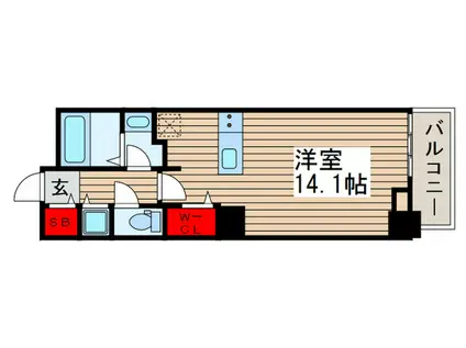 ロイヤルパークスタワー南千住(ワンルーム/12階)の間取り写真