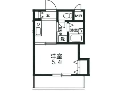 ヴィラ芦屋川(1K/2階)の間取り写真