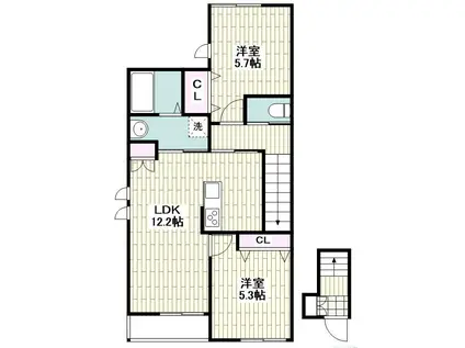 GRACIEUXSE 湘南 イースト(2LDK/2階)の間取り写真