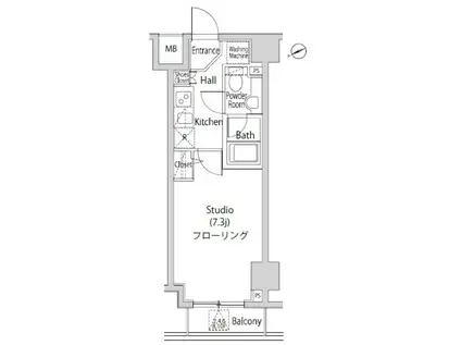 カーサスプレンディッド虎ノ門エスト(1K/9階)の間取り写真