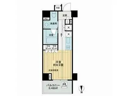 レジデンシャルステート白金(ワンルーム/7階)の間取り写真