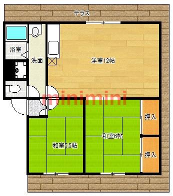 富士ハイツ(2LDK/2階)の間取り写真