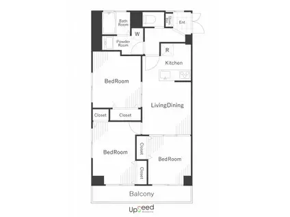 牛込マンション(3LDK/7階)の間取り写真