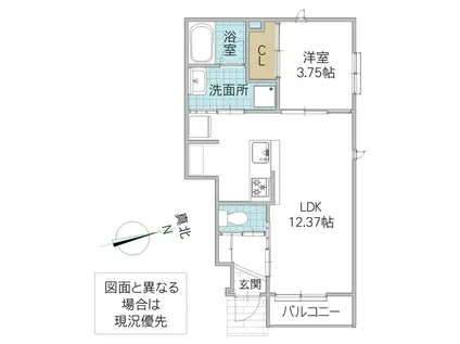 レーガベーネ河原子(1LDK/1階)の間取り写真