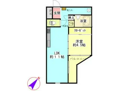 エクセル旗の台(1LDK/2階)の間取り写真