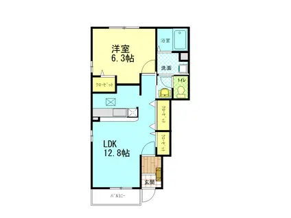 パルティール A(1LDK/1階)の間取り写真