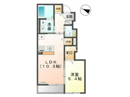 プレステージ 庭瀬(1LDK/1階)の間取り写真