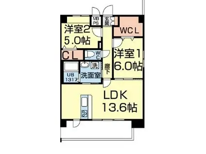 プリマベラ デ 保田窪(2LDK/8階)の間取り写真