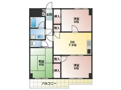 ファミールYK(3DK/2階)の間取り写真