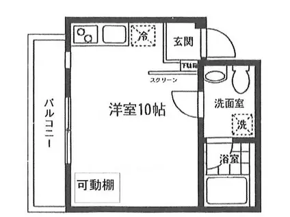 グラシュー1(ワンルーム/1階)の間取り写真