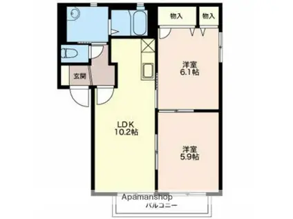 アヴァンセ(2LDK/1階)の間取り写真