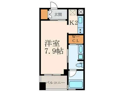 レジディアタワー中目黒(1K/2階)の間取り写真