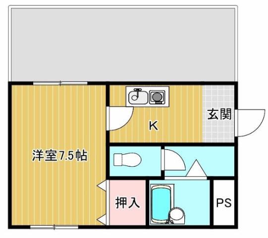 グランデージプランタン(1K/1階)の間取り写真