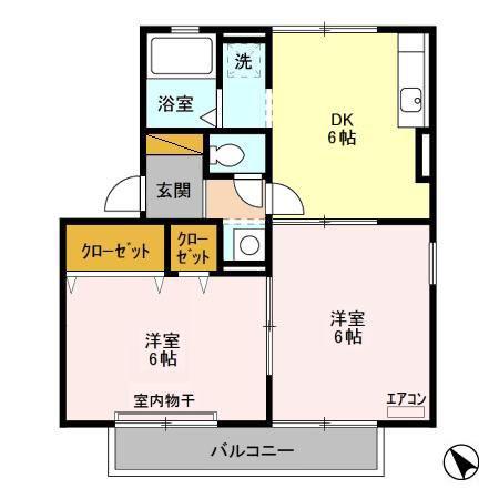 リップルA(2DK/2階)の間取り写真