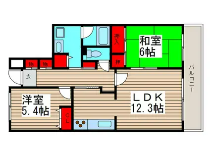 アポロハイツ(2LDK/7階)の間取り写真