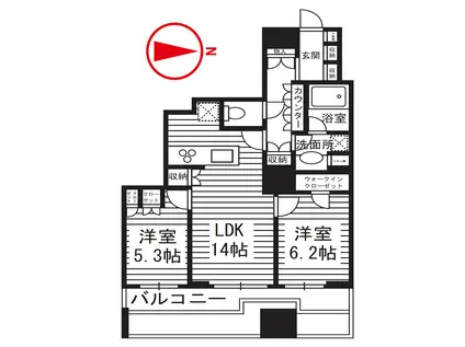 TOMIHISA CROSS コンフォートタワー(2LDK/3階)の間取り写真