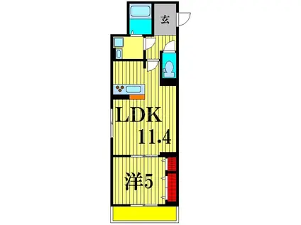 エクセリア東和(1LDK/2階)の間取り写真