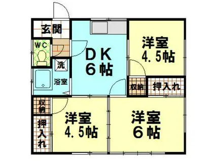 ＪＲ大村線 松原駅(長崎) 徒歩24分 1階建 築42年(3DK/1階)の間取り写真