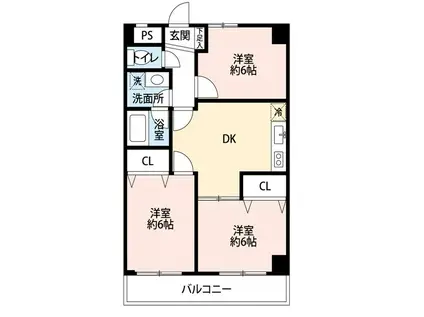 エスポワール洗足(3DK/3階)の間取り写真