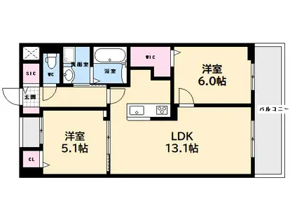 コレッソ・M(2LDK/2階)の間取り写真