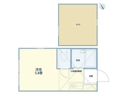 ランベール代沢(ワンルーム/2階)の間取り写真