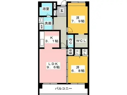 アークステージII(2LDK/6階)の間取り写真