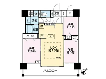 レーベン福住LEGEND ARKS(3LDK/3階)の間取り写真