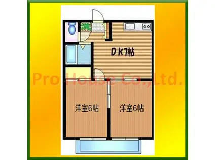 小谷戸フラワーハイムI(2DK/2階)の間取り写真