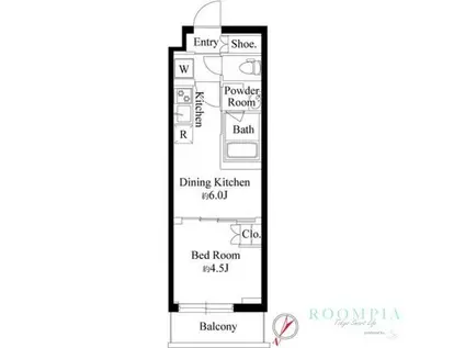 ハーモニーレジデンス新宿余丁町ザ・ガーデン(1DK/1階)の間取り写真