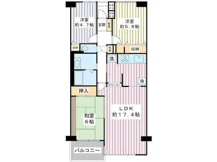 エルシティ新浦安2番館(3LDK/4階)の間取り写真