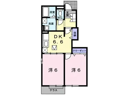 リバティハウス黒川I(2DK/1階)の間取り写真