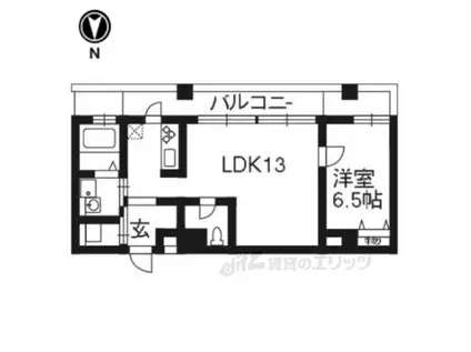 シュシュパルク六条院(1LDK/2階)の間取り写真
